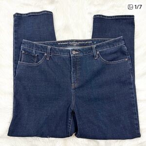 Chico's Dark Blue Straight Leg Jeans size 16P. Excellent condition. High waist.